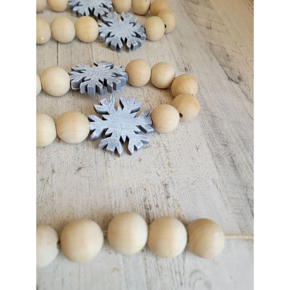 Wooden‎ snowflake Garland home decor hanging Xmas figure Gray